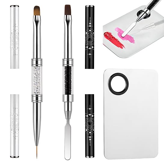 Double Ended Nail Builder Gel Brush and Palette,French Gel Brush