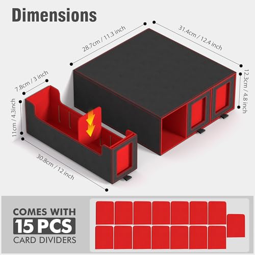 3-Drawer Trading Card Storage Box Holds 2500+ Cards(Red) - color: Red