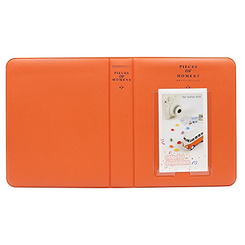 Ablus 64 Pockets Mini Photo Album for Fujifilm Instax Mini 7s 8 8+ 9 25 26 50s 70 90 Instant Camera & Name Card (Orange) - color: Orange