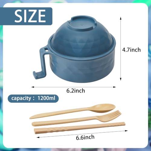 2 Sets 40 oz Microwave Ramen Bowl with Handles, Black,Dark Blue - color: Black,Dark Blue