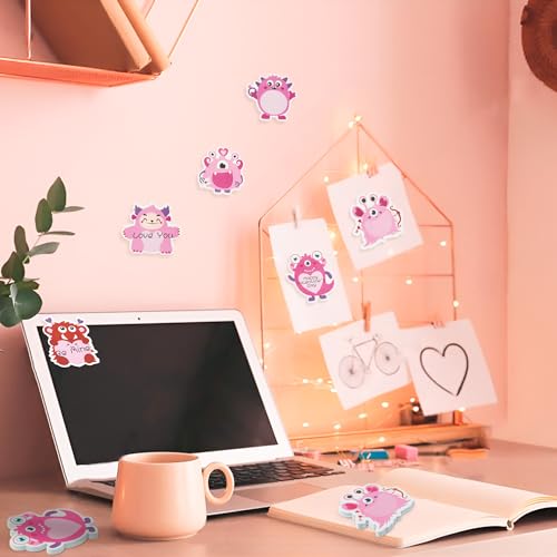 CJiangpo 30 Pack Valentine’s Day Sticky Notes Pad 600 Sheets Cute Monster Self Stick Notepad Memo Pads Funny Page Marker Valentines Gift - color: Monster