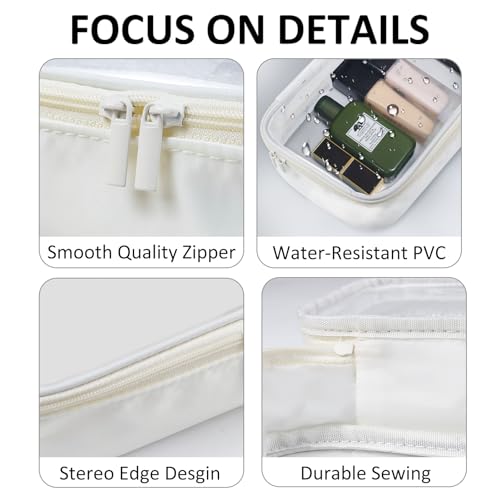 Moyad TSA Approved Toiletry Bag Clear Quart Size Travel Bags Makeup Bag - color: Beige, size: 1 Pack