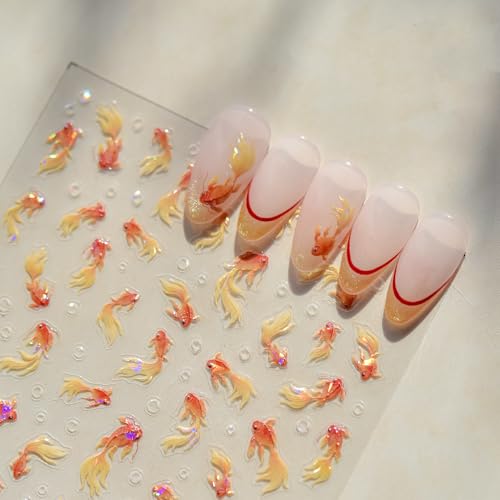 5D Embossed Under The Sea Stickers for Nail Art, Jelly Fish - style: to4906