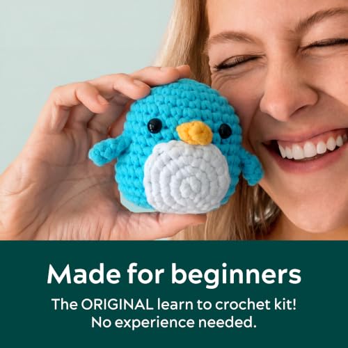 The Woobles Beginner Crochet Kit with Scissor - Pierre the Penguin - color: Pierre The Penguin, size: With Scissor Kit