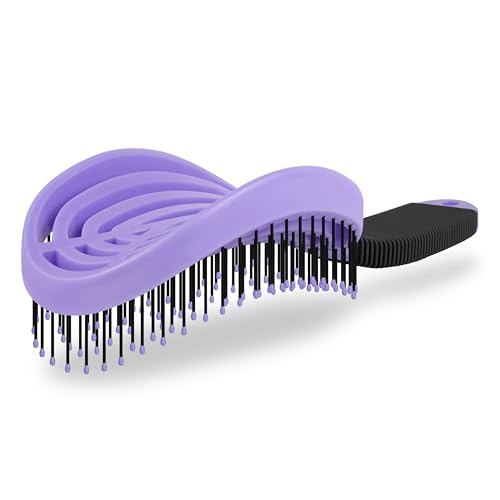 NuWay DoubleC Detangling Hair Brush – The Original Home Scalp-Care Brush – Patented Double Curved Scalp Care Hairbrush for Gentle Detangling, Volume Styling & Wet or Dry Hair (Violet) - color: Violet
