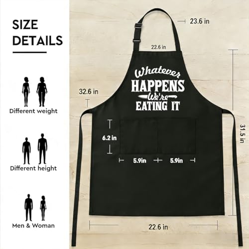Funny Black Grill Apron with Pockets for Man,Dad,Husband,Father in Law,Chef Daddy Grilling Apron BBQ Cooking Gifts - color: We Are Eating It