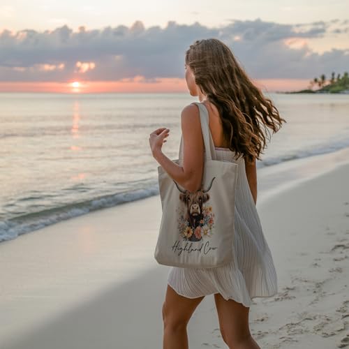 Aesthetic Canvas Tote Bag, Cute Reusable Bags for Women with Inner Pocket - color: Orange