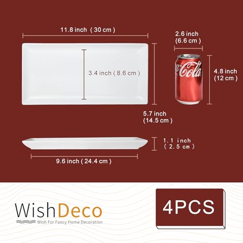 WishDeco Ceramic Serving Platters Set of 4, Rectangle Serving Trays 12 Inch - size: 12 inch