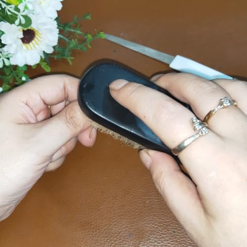 NewFerU Wooden Nail Brush Cleaner Black with 100% Natural Boar Bristles - color: Black With Rope