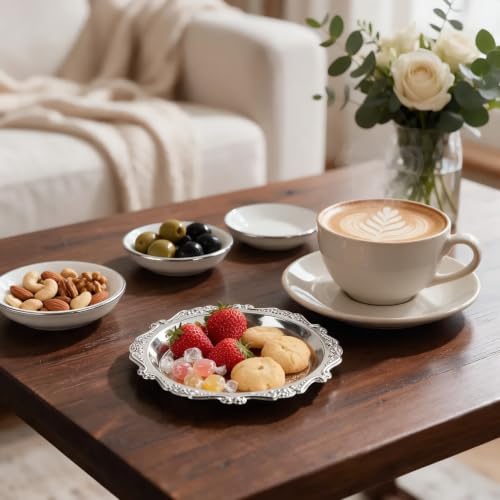 Alipis 6-Pack 3.93" Plates Mini Leaf Metal Snack Trays,for Party & Wedding