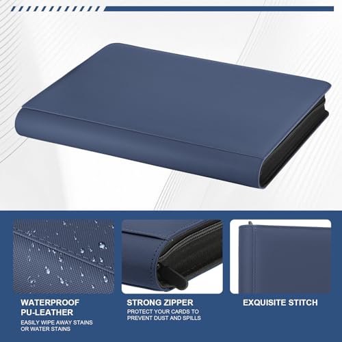 16 Pocket Toploader Binder,Holds 640 TopLoaders (16Dark Blue) - color: 16Dark Blue