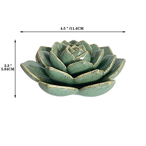 Ceramic Succulent Flower Table Centerpiece (Green) - color: Green
