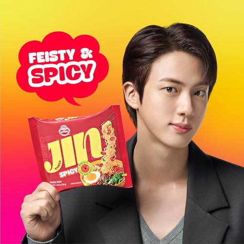 OTOKI Jin Ramen Spicy Bowl – Authentic Korean Instant Noodles with 13-Hour Simmered Beef Bone Broth, Bold & Fiery Flavor, Microwave or Add Hot Water, Ready in 5 Minutes, 3.88 oz (Pack of 6)