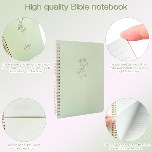 J6&H6 170Pcs Complete Bible Study Supplies Journaling Kit with Tabs, Highlighters and Color Pens, Notebook,Stickers & More Bible Accessories Set for Women, Beginner Christian Gifts(Green) - color: Green
