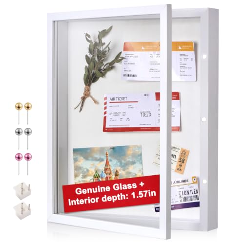 11x14 White Deep Shadow Box Picture Frame with HD Clear Glass - color: White, size: 11x14