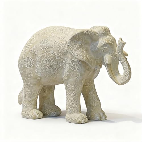 Guichifun Elephant Statue Decor, Cream, 7.25 x 3.25 x 5.75 Inch - color: Cream-elephant
