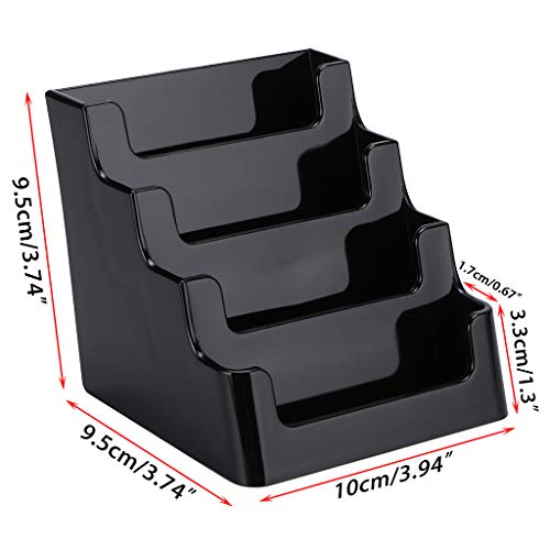 Hipiwe 2 Packs 4-Tier Acrylic Business Card Holder Desktop Index Card Stand - color: Black