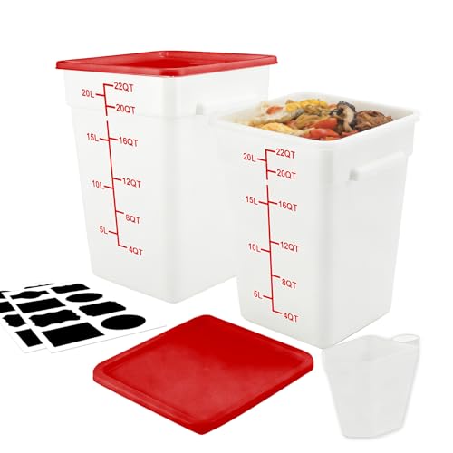 2 Pack Square Food Storage Container With Lid,12-22 Quart Commercial Storage Box With Scale & Handle,Cake Making,Dough Marinating Meat,Kitchen Supplies (Polypropylene, 22 Quart) - color: Polypropylene, size: Square-22 Quart