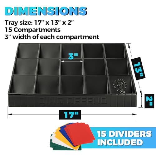 Storage Standard Card Sorting Tray - Stackable Trading Cards Organizer - 15-Compartment Tray Sorter for Organizing Raw, Sleeved or Toploaders - Includes Organization Insert Dividers