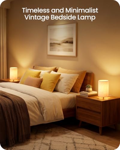 Small Table Lamps Set of 2, 8.1" Bedside Lamps Set 2 for Bedroom - color: Beige
