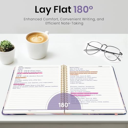 ZOTIA Lined Spiral Journal Notebook for Women, A5 College Ruled Journals for Writing, Hardcover Notebooks for Work, Note Taking and Office School Supplies, 140 Pages - Amethyst Flow - color: Y-Amethyst Flow