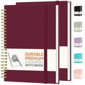 Forvencer 2 Pack Blank Spiral Notebook, 8"x 5.6"Hardcover Sketch Book - color: Burgundy