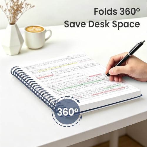 EMSHOI Lined Spiral Journal Notebook, 300 Pages, A4 Size (8.2'' x 11.2'') - color: Navy Blue, size: A4-Perforated