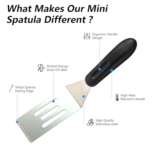 3 Pieces Small Metal Spatula Set, Mini Stainless Steel Serving Spatulas for Kitchen Use, Ideal for Flipping Pancakes, Brownies, Cookies, Cakes, Eggs – Professional Cooking & Baking Utensil