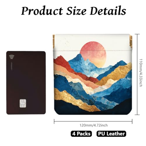 Peacoblue Simple Scenery Coin Purse,PU Leather Squeeze Pouch 4PCS - style: Simple Scenery