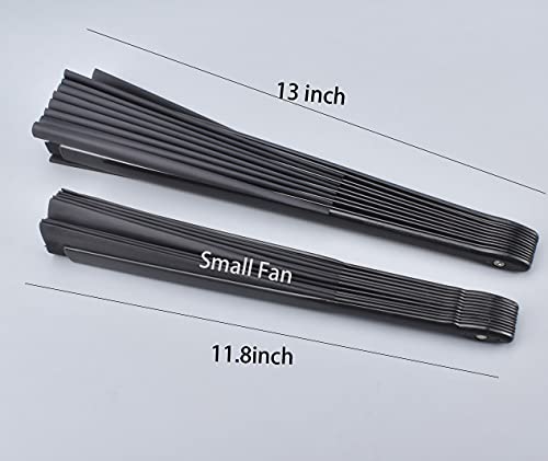 Folding Fan - Chinese Hand Fan, 13 inch Nylon-Cloth Performance Fan - color: Black