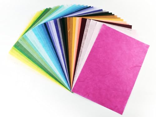 40 Mulberry Paper Japanese Handmade Assortment – Multicolor Origami & Craft Pack – Quality Fiber Sheets for Origami, Paper Art, Crafts & DIY Projects (8.5x11 in.) - color: 8.5x11 in.