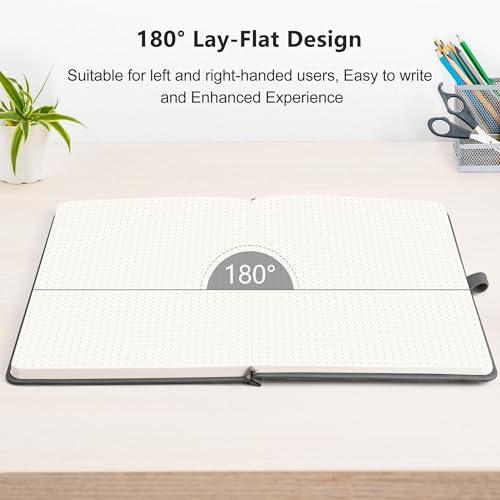 RETTACY Dotted Journal Notebook, 320 Numbered Pages, A5 (5.7'' × 8.3'') - color: Black