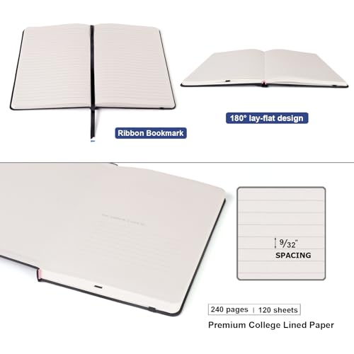Comix 6 Pack Lined Journal Notebooks for Work, 240 Pages, 5.5"x8.3", Black - color: Black, size: 6 Pack