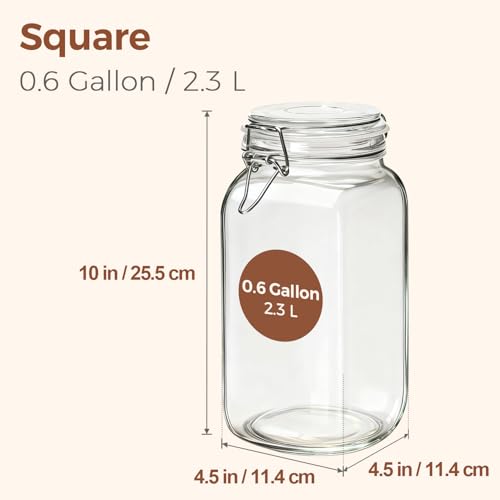 ComSaf Large Square Glass Jars with Airtight Lids 78 oz 3 Pack Wide Mouth - size: 78 fl oz x 3