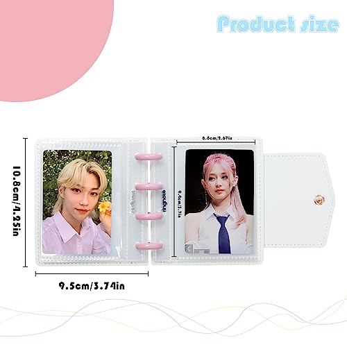 Photocard Binder 3 Inch, Detachable Photo Holder Album - Mini Photo Book with 20 Pockets Fits 40 Cards (Pink) - color: Pink