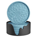 ME.FAN Silicone Coasters with Holder,[6 Pack] Drinking Coasters - Cup Mat for Hot or Cold Drinks, Thickened, Non-Slip, Non-stick,Deep Tray Ether - color: Ether