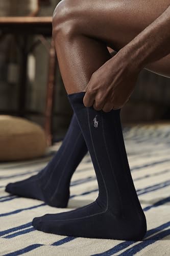 POLO RALPH LAUREN Men's Assorted Pattern Dress Crew Socks (4-Pack) - color: Gray