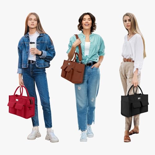 TOPDesign Heavy-Duty Canvas Tote Bag for Women, Adjustable Crossbody/Shoulder Handbag with 9 Pockets, Everything Tote - color: Dark Green, style: Pro+