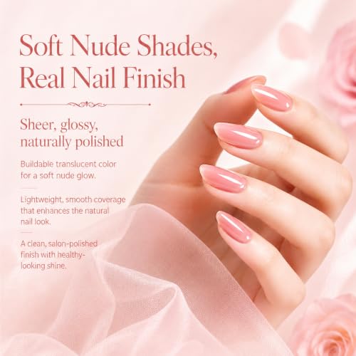 Beetles Nude Gel Nail Polish Set, 6 Colors Nude Pink Brown Neutral Jelly - color: A - Sheer | Drunken Rose