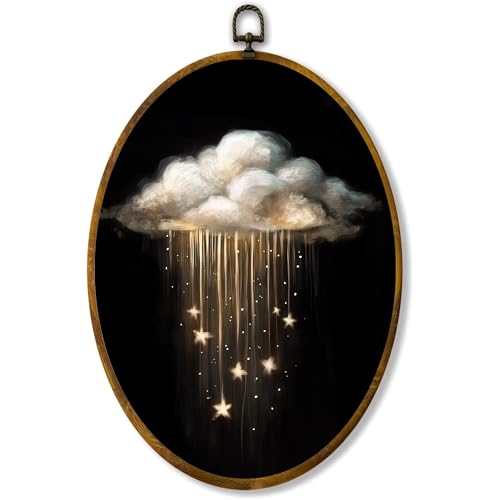 zewepri Whimsical Cloud Canvas Wall Art, Celestial Bohemian Decor, 8.6x11.4 - color: Cloud Stars