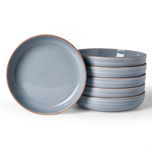 famiware Meteor 33 oz Pasta Bowls Set of 6, Blue Gray - color: Blue Gray, size: Set of 6