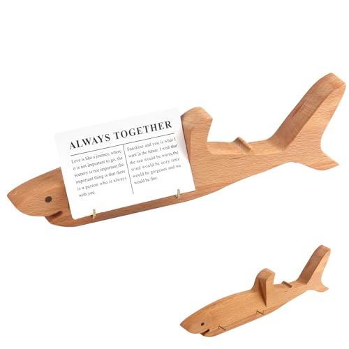 Wood Shark Shape Business Card Holder for Desk,Wood Name Card Holder - color: Beech Wood Shark Shape