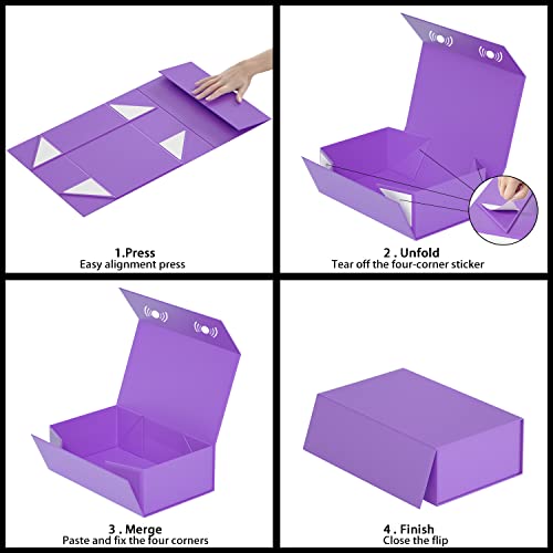 RYDDOY Purple Gift Box, 9.5x6x3'' Gift Boxes with Lids for Presents - color: Purple, size: 9.5 x 6 x 3 Inch
