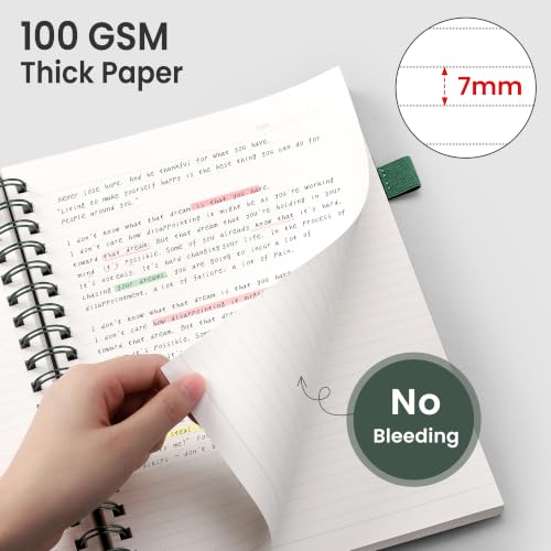 EMSHOI Lined Spiral Journal Notebook, 300 Pages, A4 Size (8.2'' x 11.2'') - color: DGreen, size: A4