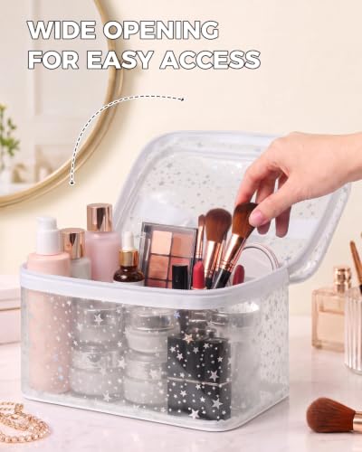 Star Clear Makeup Bag, Waterproof Travel Cosmetic Bag Toiletry bag,White - color: White