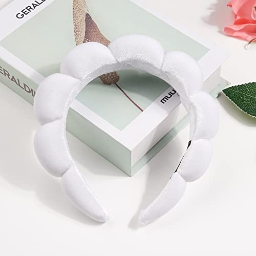 Ayesha Spa Headband for Washing Face Makeup Skincare Soft Sponge Hair band - color: White