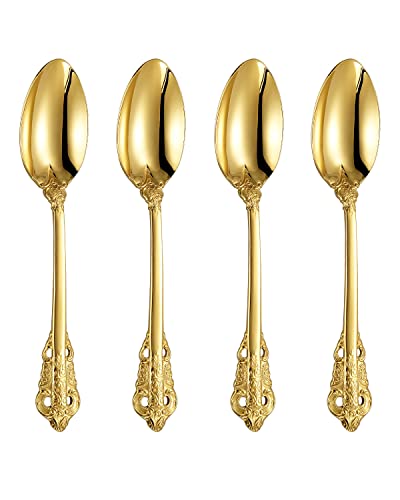 KEAWELL Luxury 4-Piece 18/10 Stainless Steel Teaspoon Set (Gold) - color: Gold