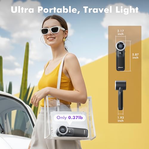 AMACOOL Portable Handheld Turbo Fan, Max 20 Hours Runtime, Gifts for Women - color: Black