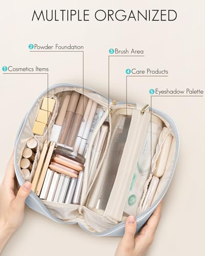 VLANDO Makeup Travel Bag,Women Travel Toiletry Case,Carry Handle,Baby Blue - color: 06-Baby Blue