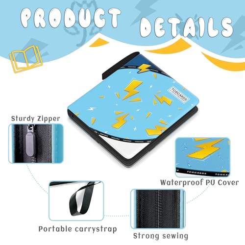 Trading Card Binder 9 Pocket,Card Binder 900 Pockets,Card Book Holder Cards with 50 Removable Sleeves,3-Ring Zip Design MTG/TCG/Sport Collectible Trading Card Albums Gifts for Boys and Girls (Blue) - color: Blue, size: Large